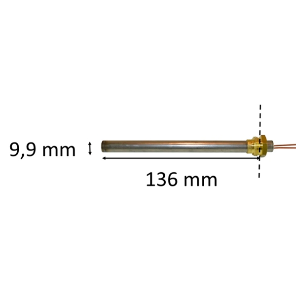 Zündkerze / Glühzünder mit Gewinde für Pelletofen: 9,9 mm x 136 mm 250 Watt 3/8 Gevind
