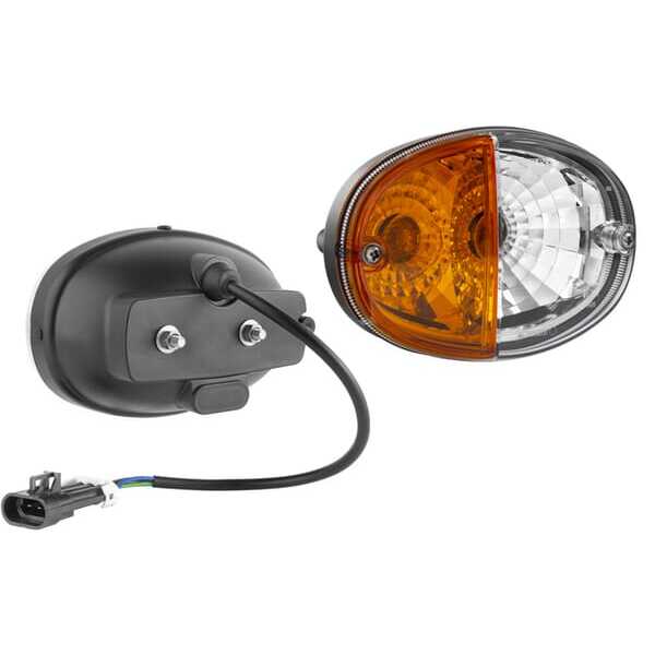 John Deere Blinkleuchte - LT348464 - Blink- und Positionslicht Halogen, vorne, rechts, oval, 12V, gelb/weiß, anschraubbar, 140x9