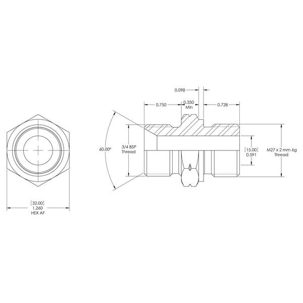 John Deere EinschraubkupplungenEinschraubung metrisch x BSP-Außengewinde - VNBM1227X2ISO6149 - Kupplung M/M 3/4 B x M27x2 DIN 61